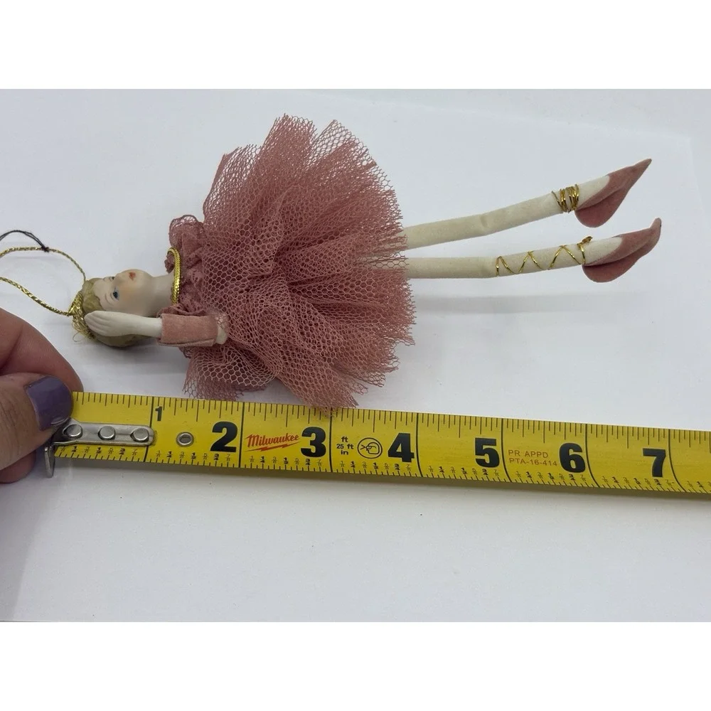 PORCELAIN HEAD Pink BALLERINA Christmas ORNAMENT